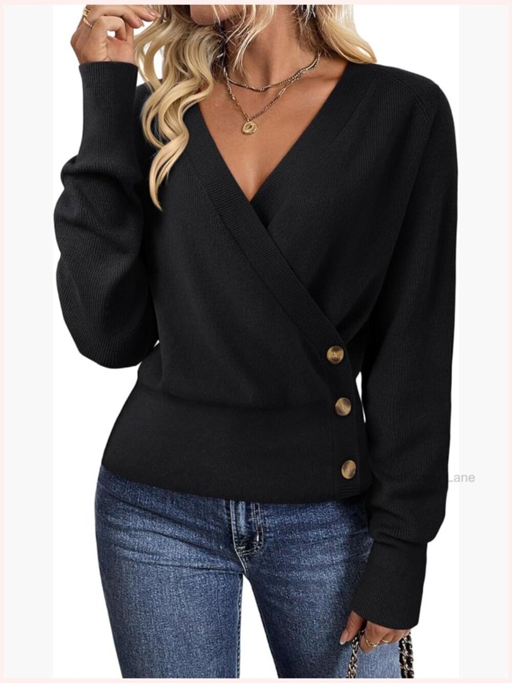 V-Neck Long Sleeve Pullover Sweater Business Casual Knit Tops